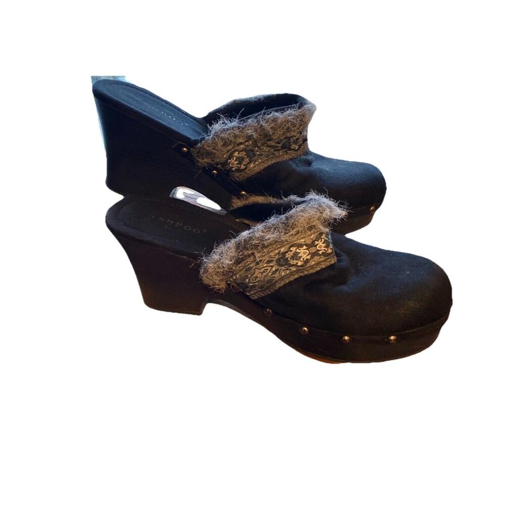 Bamboo Cloggy-04‎ 9 Boho Clogs 9 Black Gray